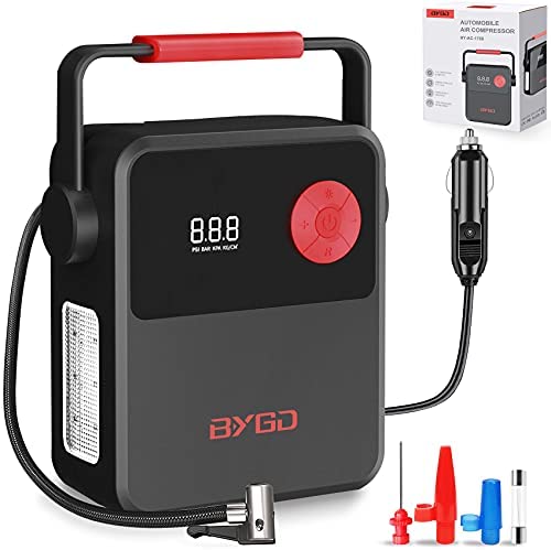 Car Tire Inflator with Digital Pressure Gauge and Emergency LED Light, Portable Air Pump for Car, 12V DC Air Compressor for Car, Portable Tire Pump for Car Tires, Biycle Balloons and Other Inflatables