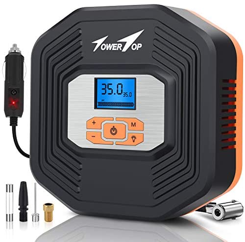 Air Compressor, 12V DC Portable Auto Tire Inflator Air Compressor, Car Tire Pump with Digital Display Pressure Gauge for Car, Bicycle, Sport Balls and Other Inflatables (Type 1)