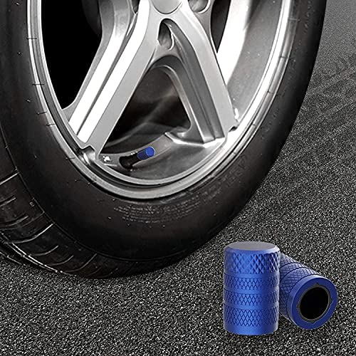 CKAuto Tire Valve Stem Caps, Blue, 10 pcs/Pack, Anodized Aluminum Tire Cap Set, Corrosion Resistant, Universal Stem Covers for Cars Trucks Motorcycles SUVs and Bikes