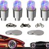 Yinch 4 Pack Tire Valve Caps LED Bike Wheel Lights for Car Trucks Golf Cart Tire Wheel Assemblies Bicycle Motorcycle Tyre Spoke Flash Lights for Kids Men Women with 10 Extra Battery(Colorful)