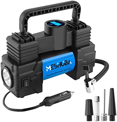 MESHUBA Tire Inflator Portable Air Compressor, 150PSI Air Pump for Car Tires with Digital Pressure Gauge for Car Bike Motor Ball, Blue