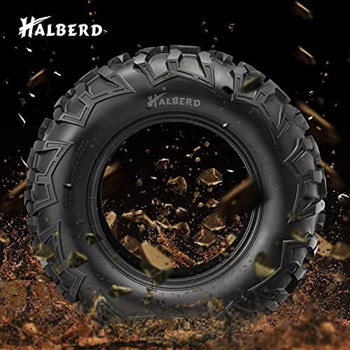 HALBERD 6PLY ATV Tires, 25×10-12 ATV Tires, 6PR All Terrain 25x10x12 Trail Sand ATV UTV Off-Road Tires | 17mm Tread Depth(Pack of 1, Tubeless)